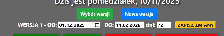 Parametry wersji harmonogramu