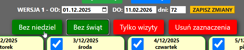 Przełączniki filtrowania kalendarza
