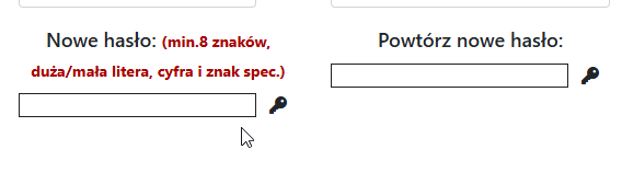 Pole Nowe hasło