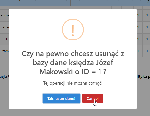Ostrzeżenie przed usunięciem