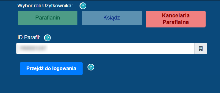 Fragment ekranu strony logowania Administratora w Aplikacji Wspierającej Parafie