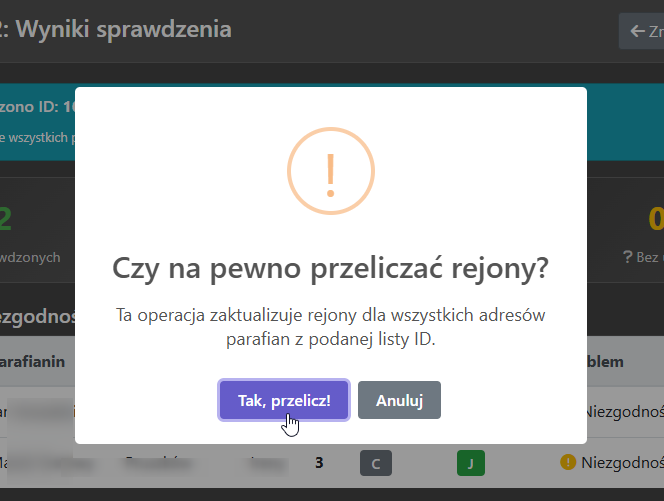 Pytanie zabezpieczające przed przeliczeniem rejonów