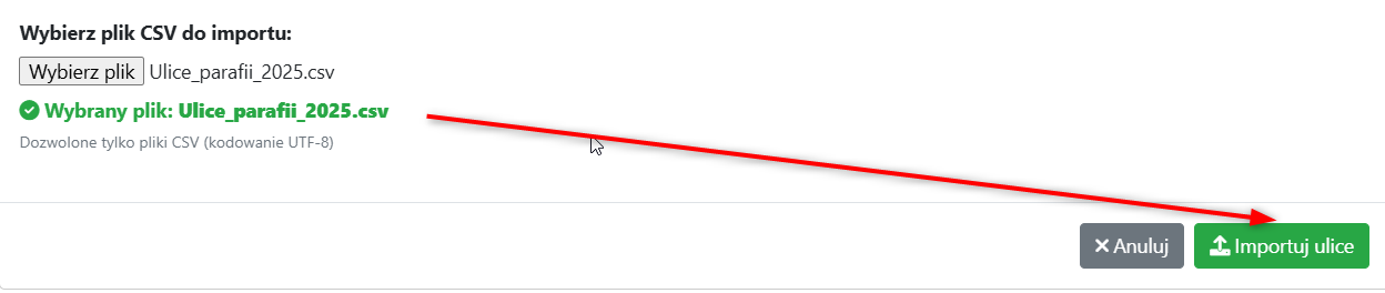 Przycisk startu importu