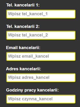 Pola konfiguracji SMTP